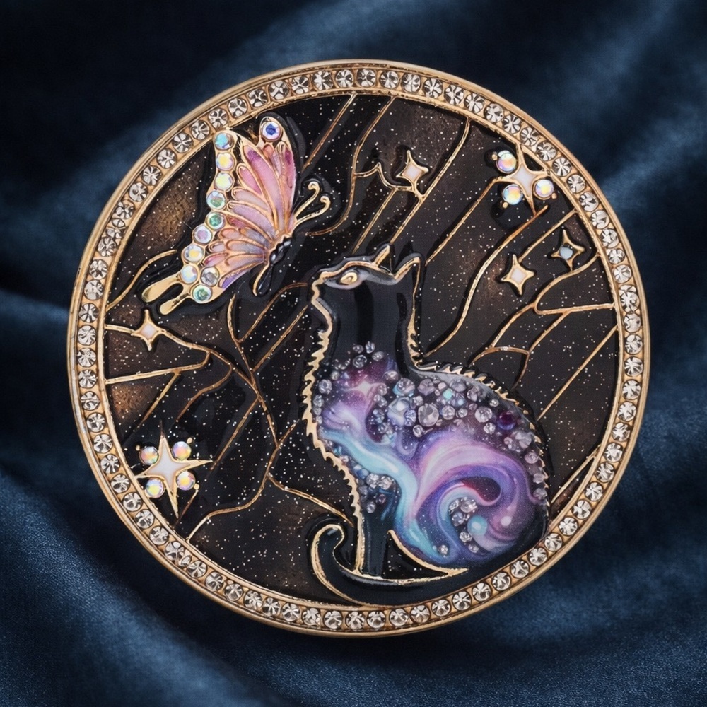 Butterfly Noire Purple Royal Cat Brooch